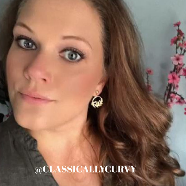 Classically Curvy with Allison Rose Atelier Stud leaf hoop earrings