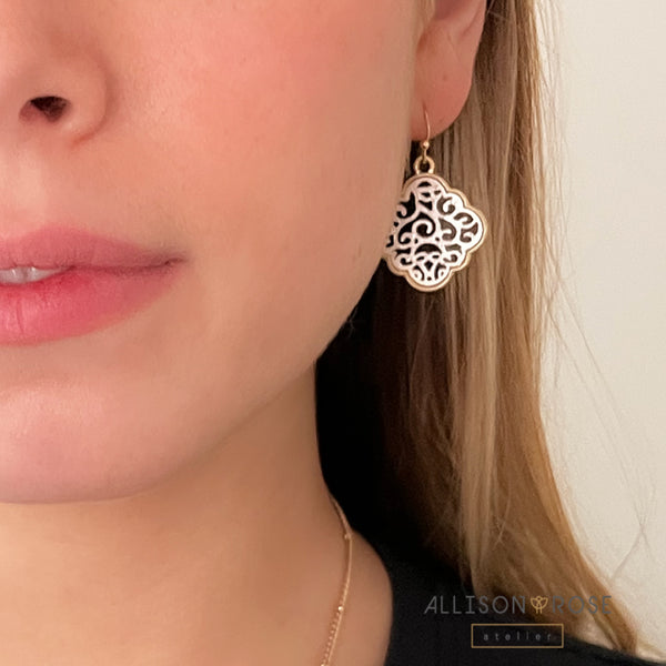 New Bohemian Clover and Geometric Cut out Earrings and Necklaces by Allison Rose Atelier