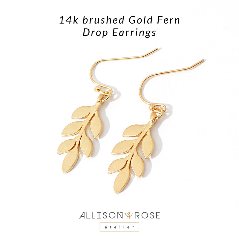 Isla - Gold Leaf Fern Drop Earrings