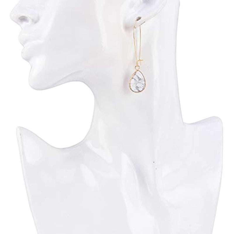 Dangle-drop Marble Earring with 18ct Gold Plated Wires.  Statement Fashion Earrings for Woman