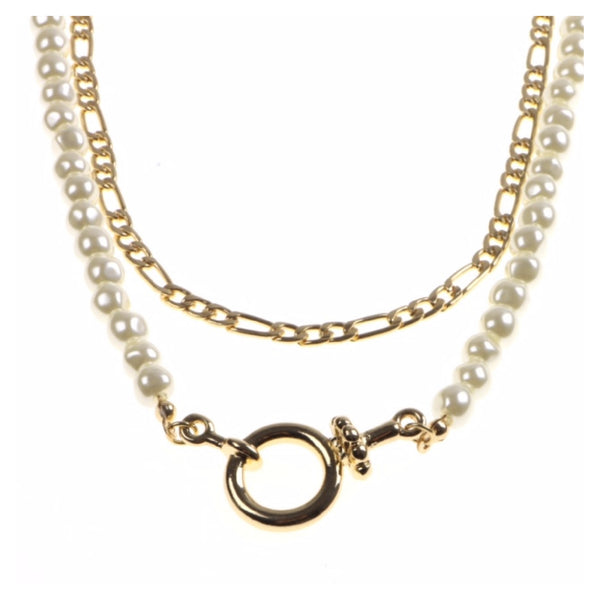 Allison Rose Atelier - Pearl Strand and 16k Gold Plated Chain Necklace Set - Layered Necklaces