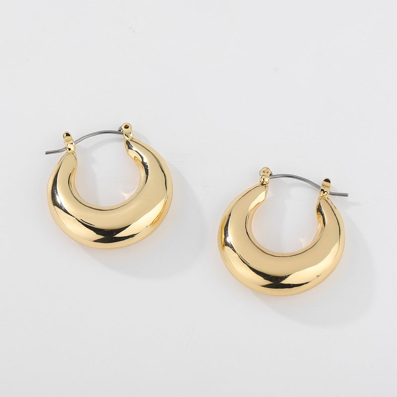 Droplet Chunky Hoop Earrings – Gold Brass Hoops INT