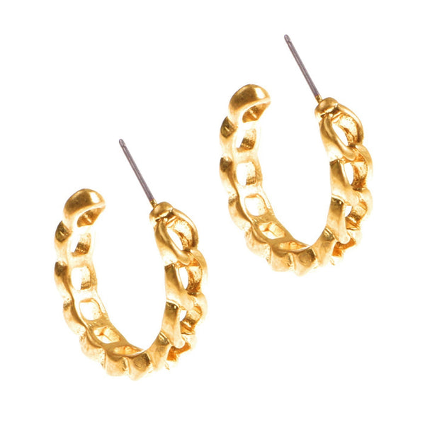 16k gold chain link hoop earrings