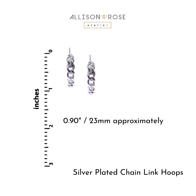 Silver Chain link hoop earrings 