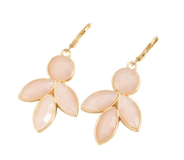 Allison Rose Atelier - Petal Pink Dangle Earrings - Faceted Floral Pink Resin with 18ct Gold Plating - Duchess Collection