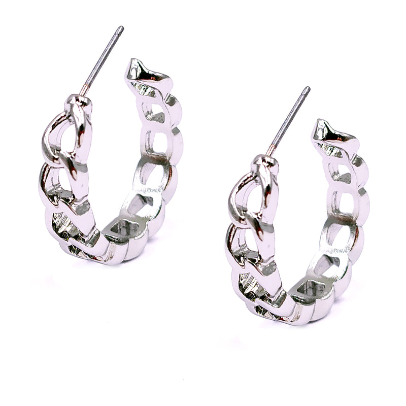 Silver Chain link hoop earrings 
