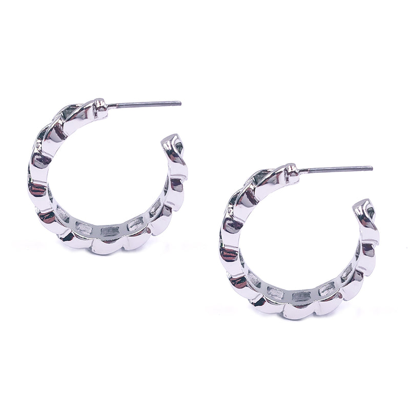 Silver chain link hoop earrings
