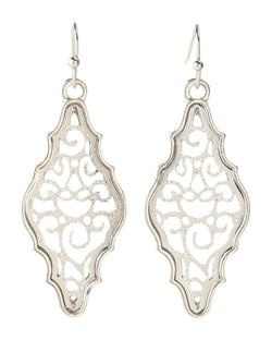 Boho Earrings Filigree Pattern Dangle Earrings silver bohemian style earrings