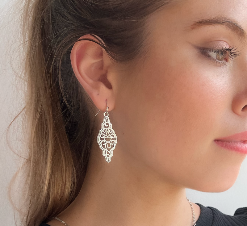 Silver Dangle Earrings Wedding | Silver Drop Earrings Wedding - Luxury  Retro Crystal - Aliexpress