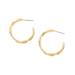 Leaf Hoop Earrings - 14ct Gold Plated Brass Earrings  USA & INT