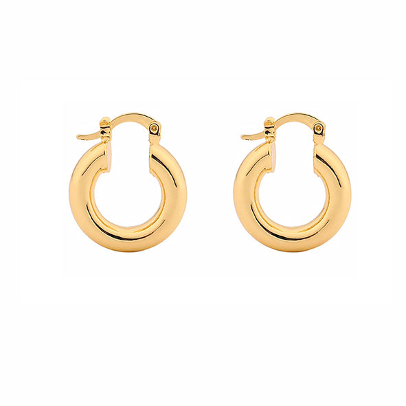 Chunky Huggie Hoops – 14ct Gold Plated Brass Hoop Earring  INT