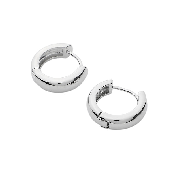 Chunky Huggie Hoops – Silver  Minimal Brass Hoop Earrings INT