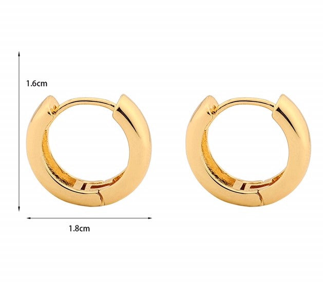 Chunky Huggie Hoops – Minimal Brass Hoop Earrings INT