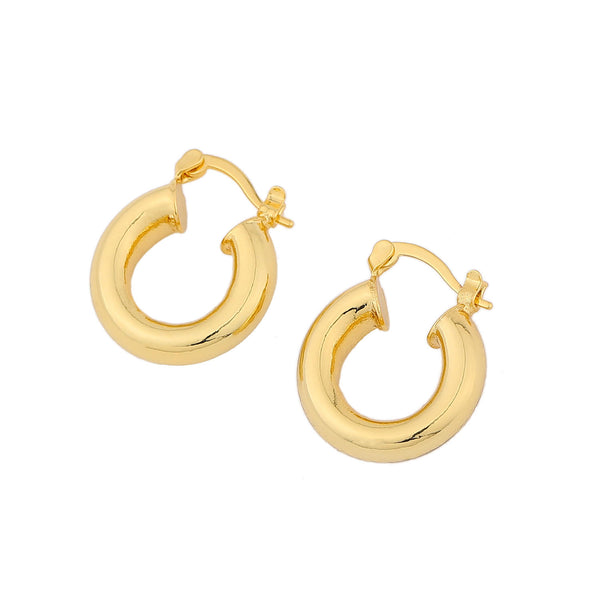Chunky Huggie Hoops – 14ct Gold Plated Brass Hoop Earring  INT