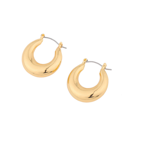 Droplet Chunky Hoop Earrings – Gold Brass Hoops INT