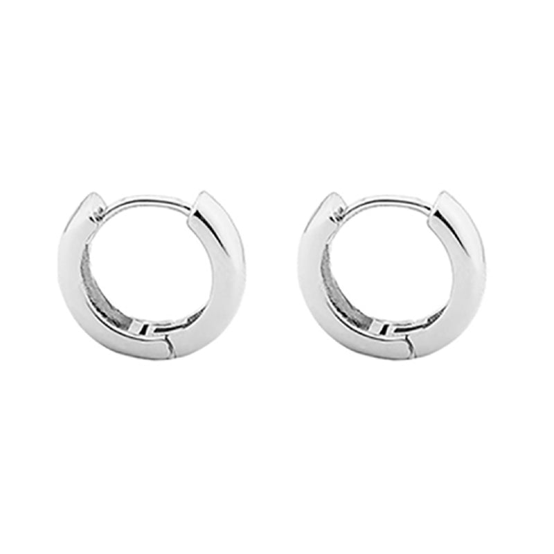 Chunky Huggie Hoops – Silver  Minimal Brass Hoop Earrings INT