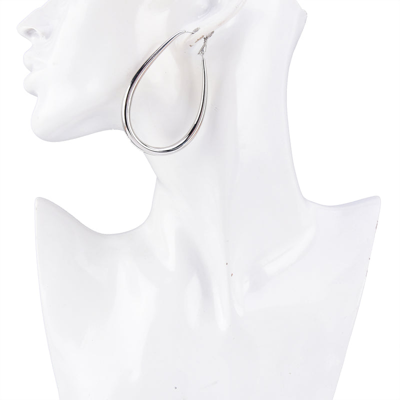 Bold Oval Hoop Earrings with Steel Posts