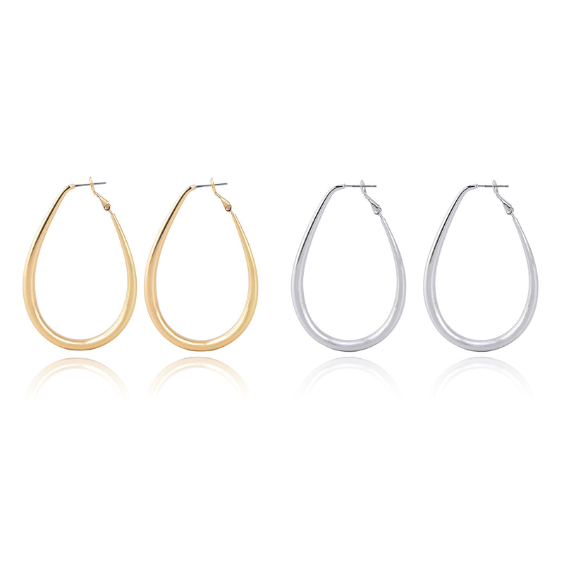 Bold Oval Hoop Earrings with Steel Posts
