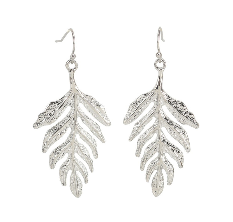 Replikate Fern leaf silver dangle drop earrings 