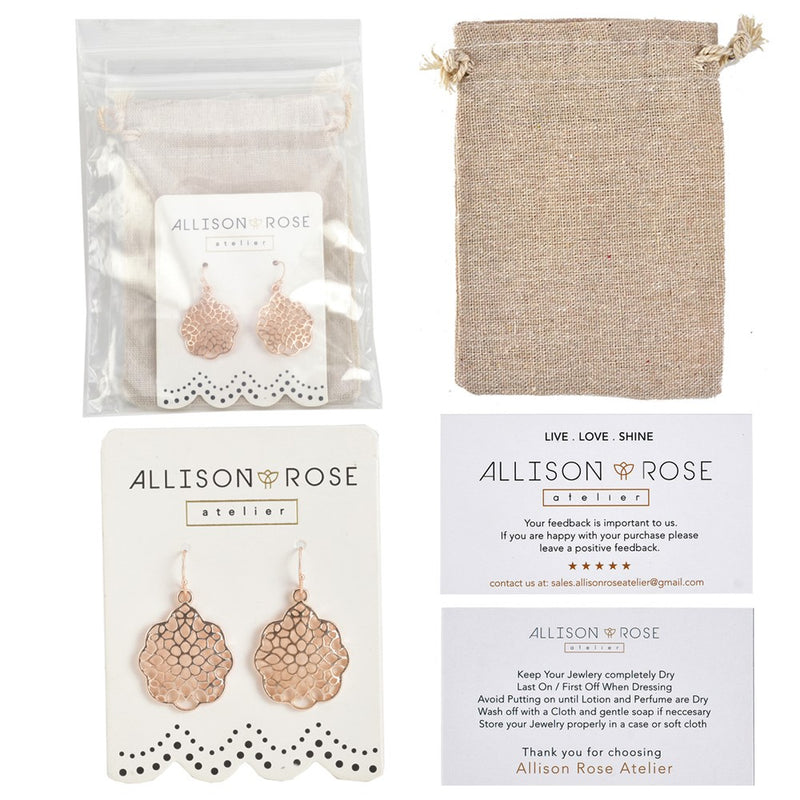 Boho Round Filigree Drop Earrings - Silver and Rose-Gold Options