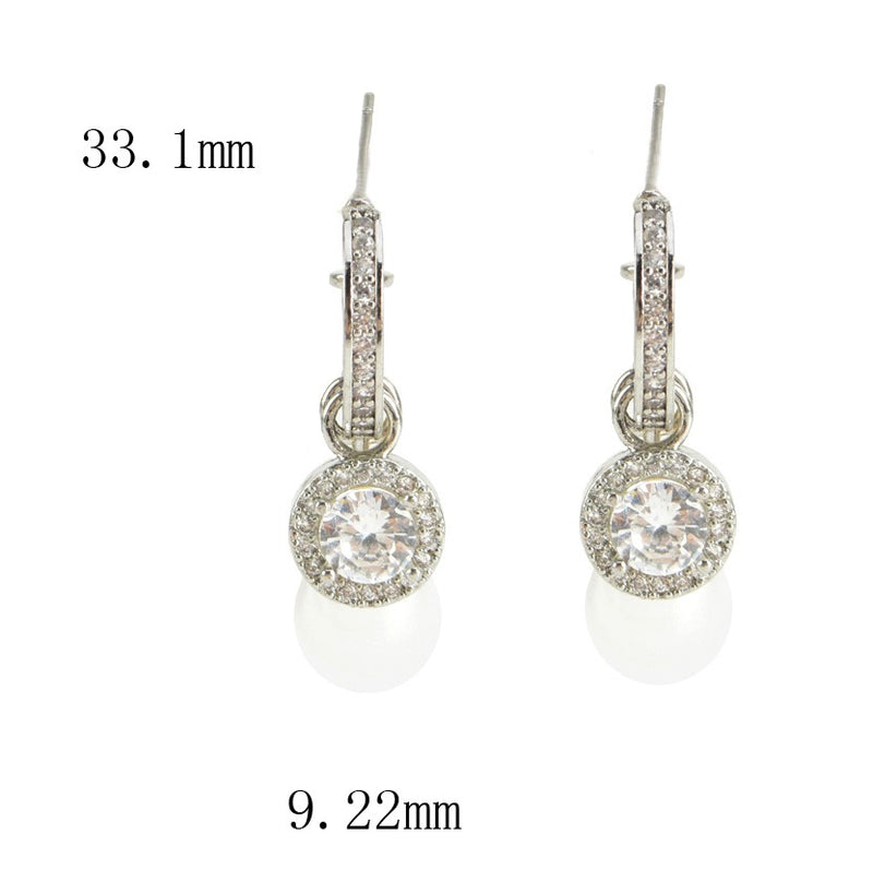 3 pc Pearl Brass CZ Drop Hoop Earrings - Four Ways to Wear