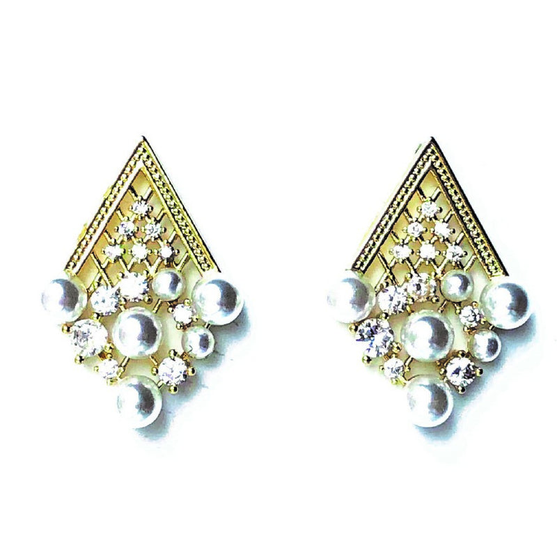 Pearl Vintage Drop Stud Earrings - USA and International Shipping