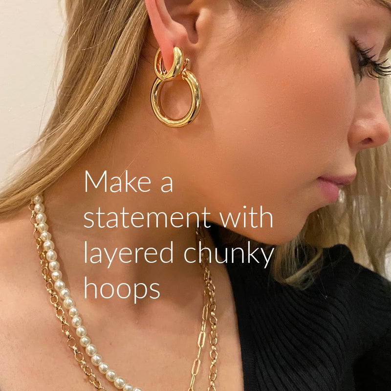 Chunky Huggie Hoops – Large size - 14ct Gold Plated Brass Hoop Earrings INT