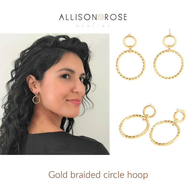 Allison Rose Atelier Braided Circle Drop Double Hoop Earrings