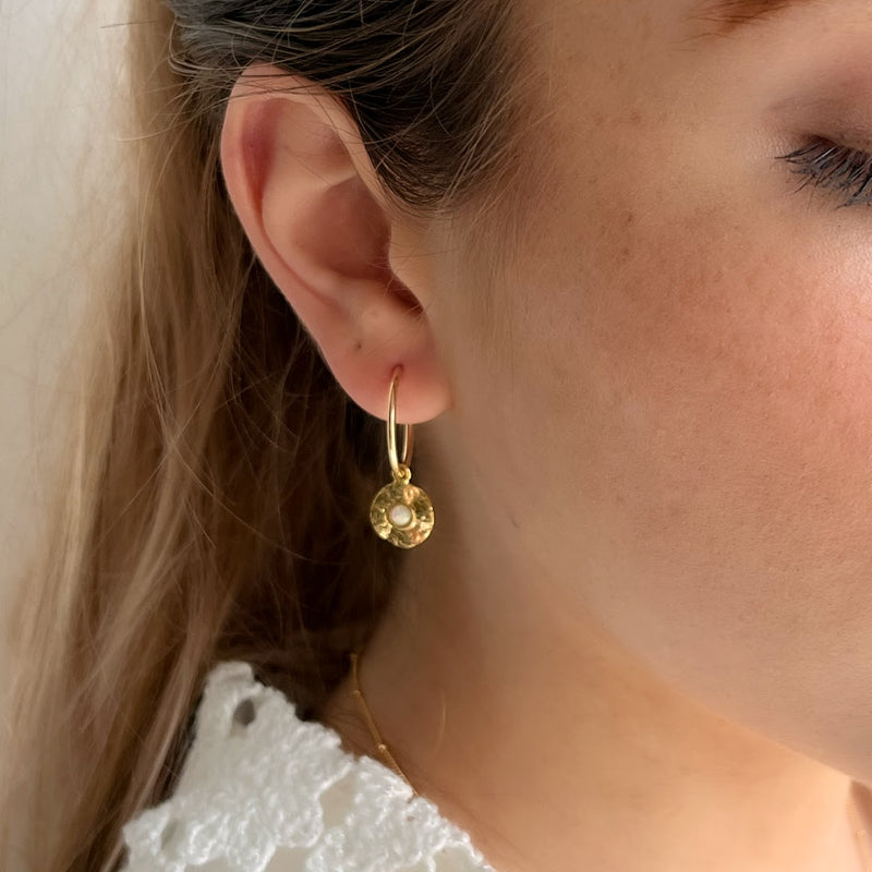 Uma Opal wavy gold hoop earrings 