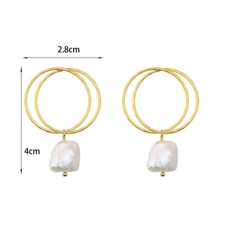 Freshwater Pearl Hoops – Gold-Plated Double Hoop Earrings - USA and International